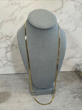 Monet Long Gold Flat Chain Necklace